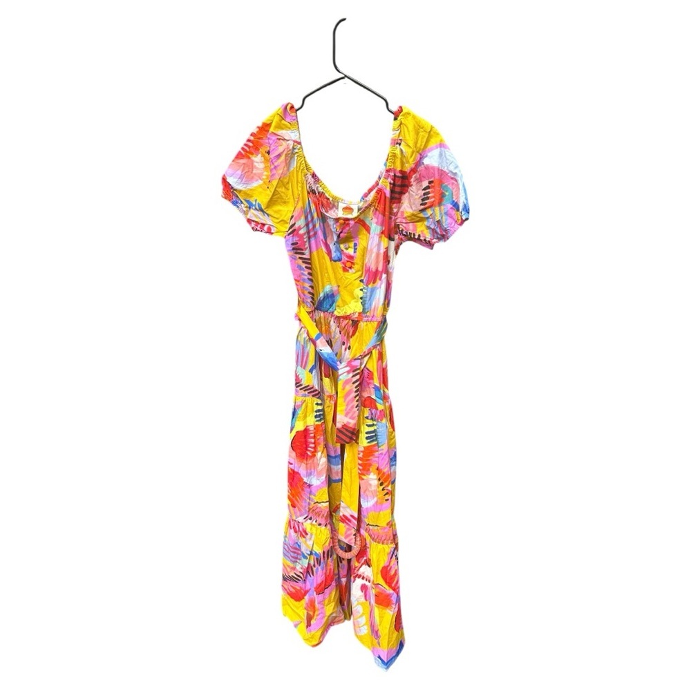 NWT FARM RIO Anthropologie Neon Macaws Puff Sleeve Maxi Dress - Picture 3 of 16